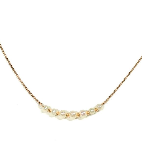 Auth Vendome Aoyama K10 Fresh Water Pearl Curve Rose Gold Necklace
